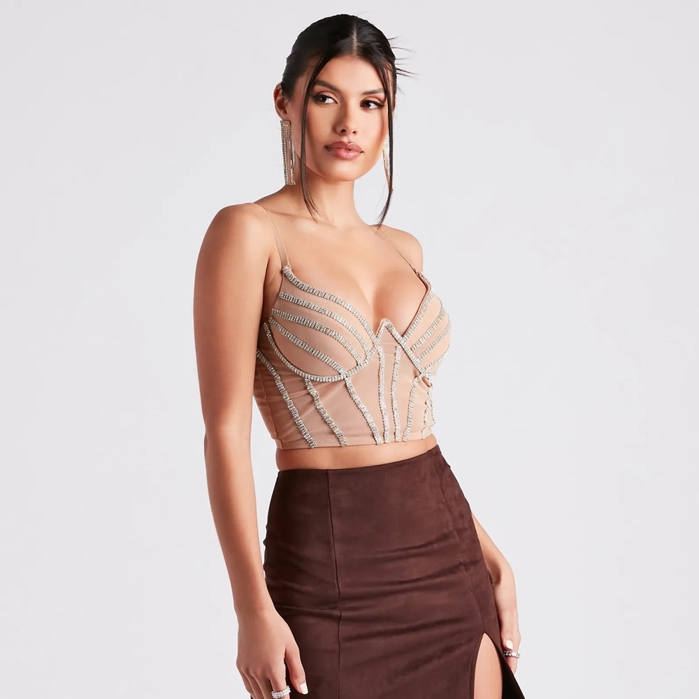 Bejeweled bustier-style crop M